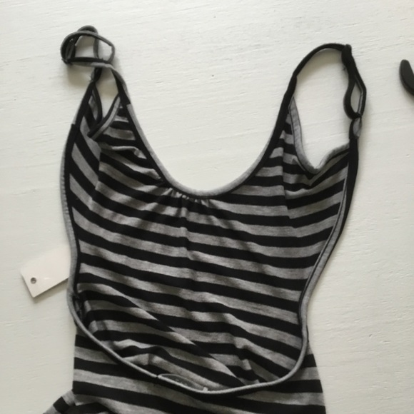 MAGAZINE Striped Black and Gray Backless Maxi Dress Size Small - Picture 6 of 10